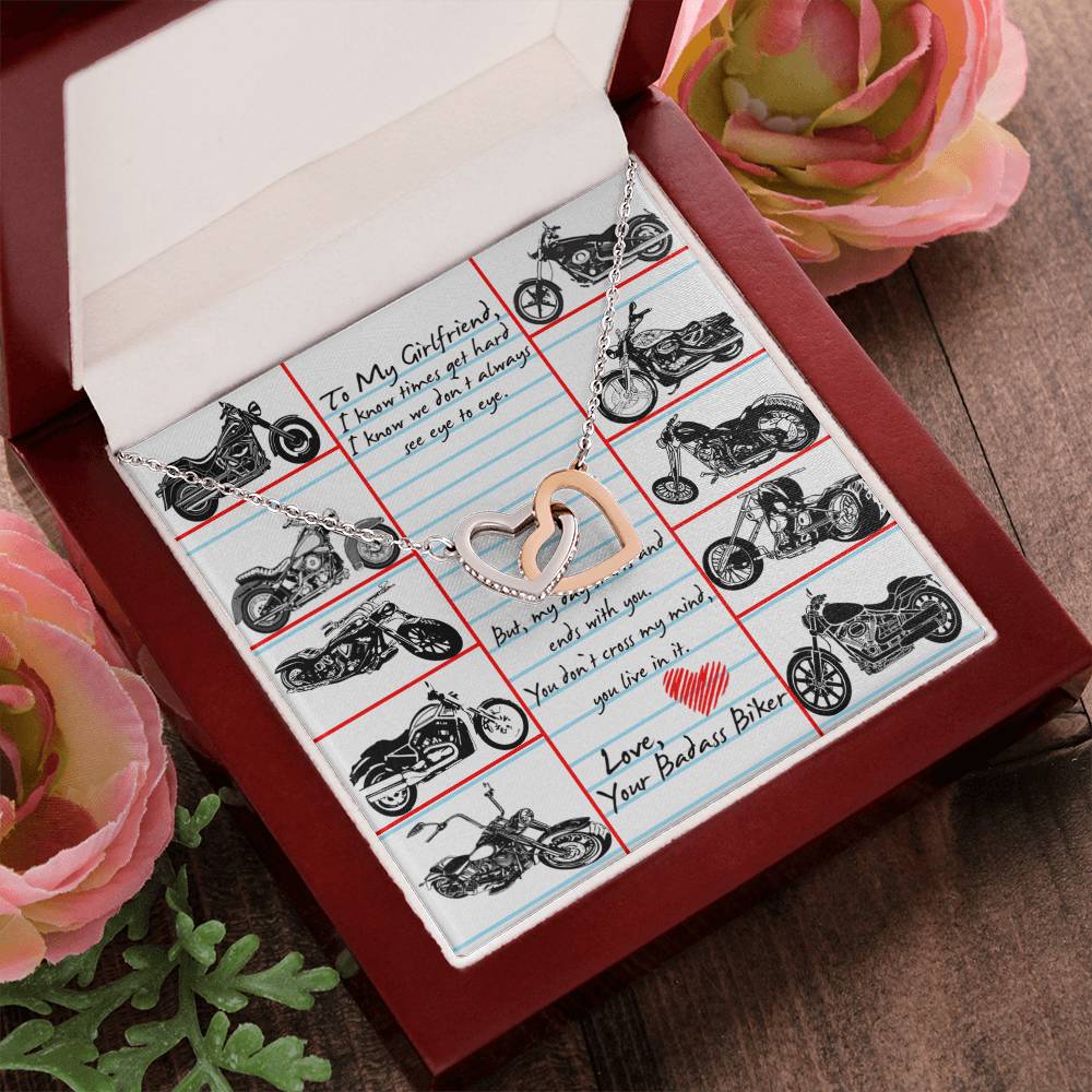 To My Girlfriend Interlocking Hearts Necklace