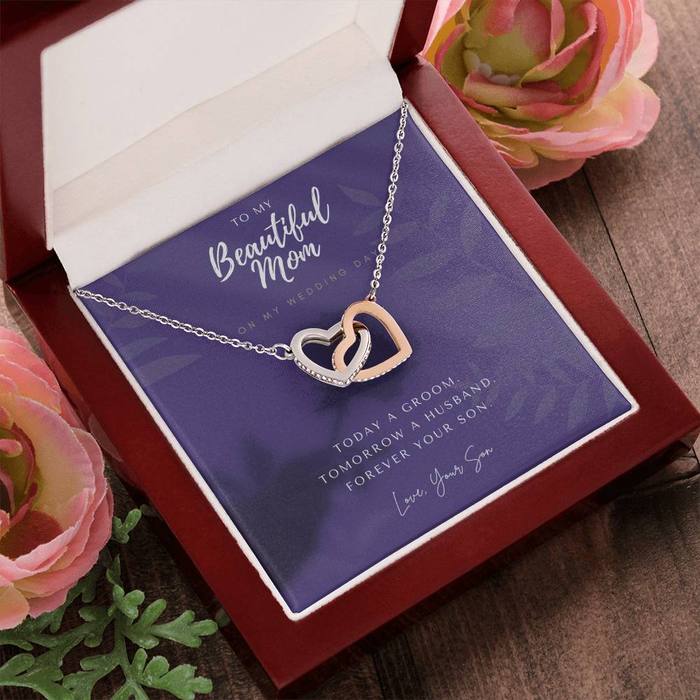 Mother Of The Groom Gift From Son Mom Wedding Gift From Son Wedding Gift From Groom To Mom Necklace Gift For Mom Wedding Gift From Son Interlocking Hearts Necklace