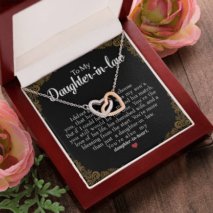 To My Daughter-In-Law You'Re Also My Daughter In Heart Interlocking Hearts Necklace