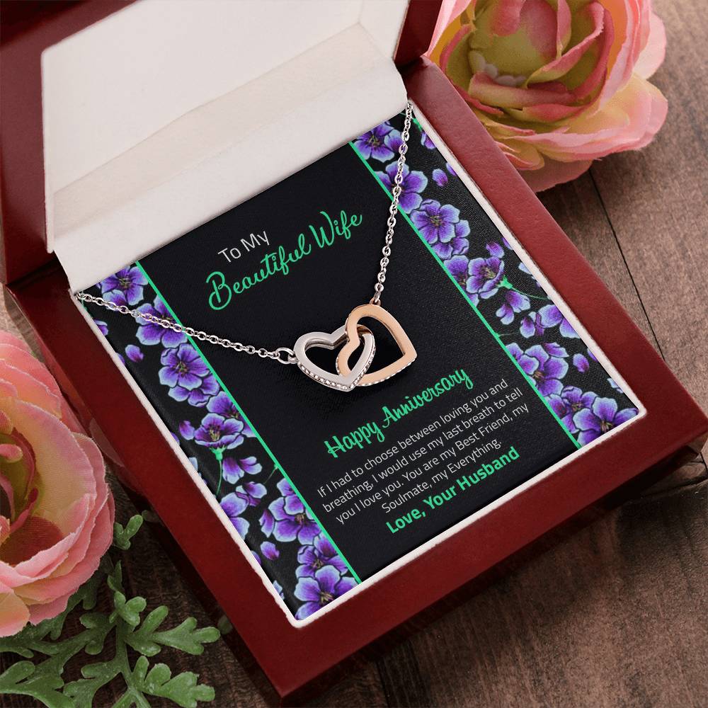 Happy Anniversary Interlocking Hearts Necklace