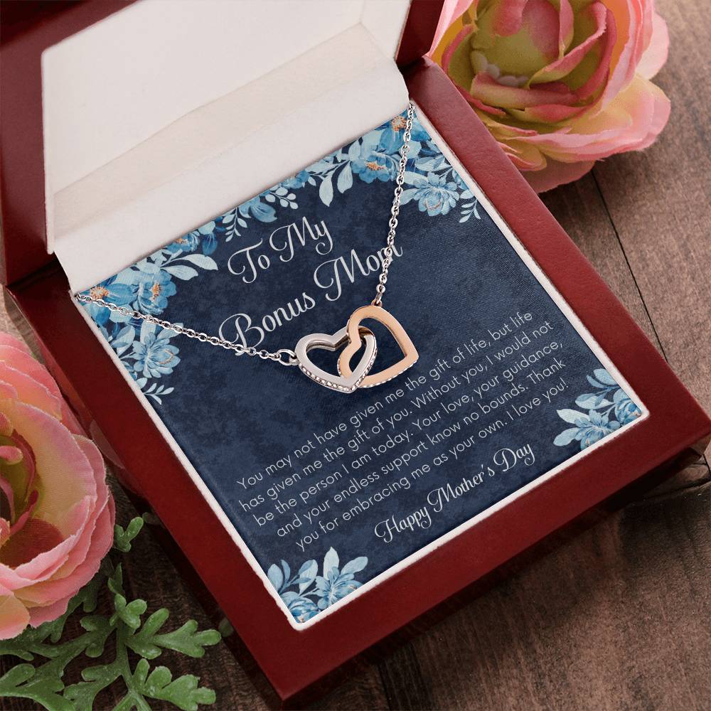 Bonus Mom Necklace Mothers Day Gift Daughterson To Mom Gift Unique Bonus Mom Gift Step Mom Gift Stepmom Gift On Mothers Day Interlocking Hearts Necklace
