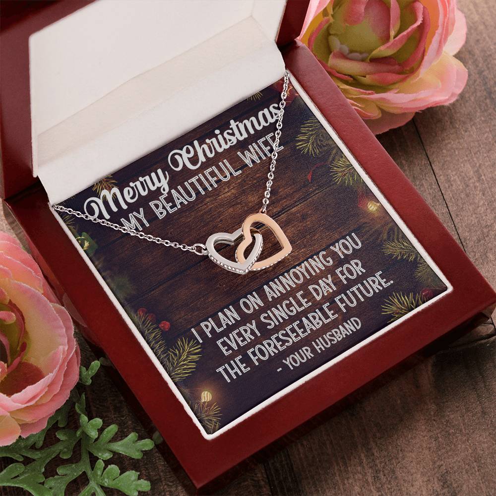 Christmas Gift For Wife Interlocking Hearts Necklace