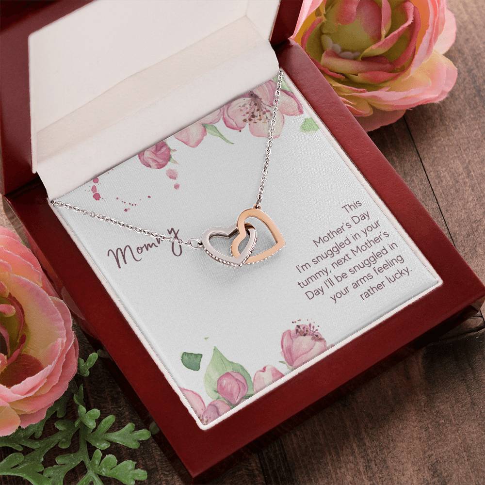 Mommy - This Mother'S Day I'M Snuggledin Your Tummy - Interlocking Heart Necklace Interlocking Hearts Necklace