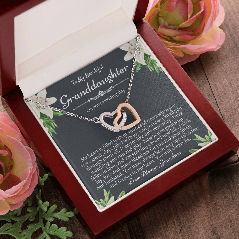 To My Granddaughter On Her Wedding Day Bride Gift From Grandma Granddaughter Wedding Necklace Heartfelt Gift From Nana Nanny Bride Gift Interlocking Hearts Necklace