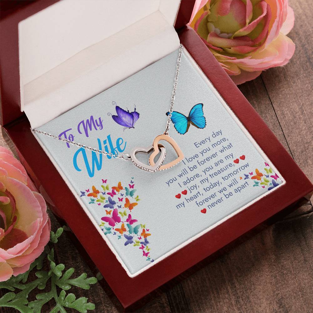 Interlocking Heart Necklace Husband To Wife Gift Wife Necklace Gift Anniversary Gift For Wife Wife Necklace Message Card Wife Gift Interlocking Hearts Necklace