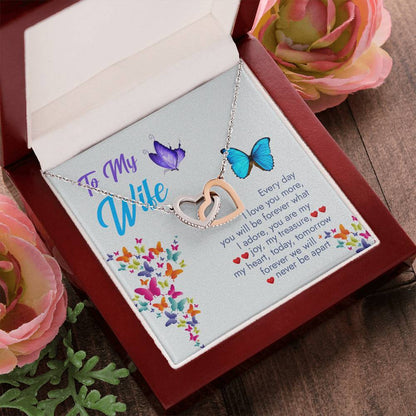 Interlocking Heart Necklace Husband To Wife Gift Wife Necklace Gift Anniversary Gift For Wife Wife Necklace Message Card Wife Gift Interlocking Hearts Necklace