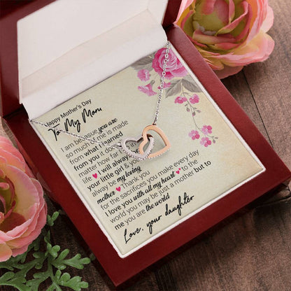 Happy Mother'S Day I Am Because You Are So Much Of Me. Interlocking Hearts Necklace