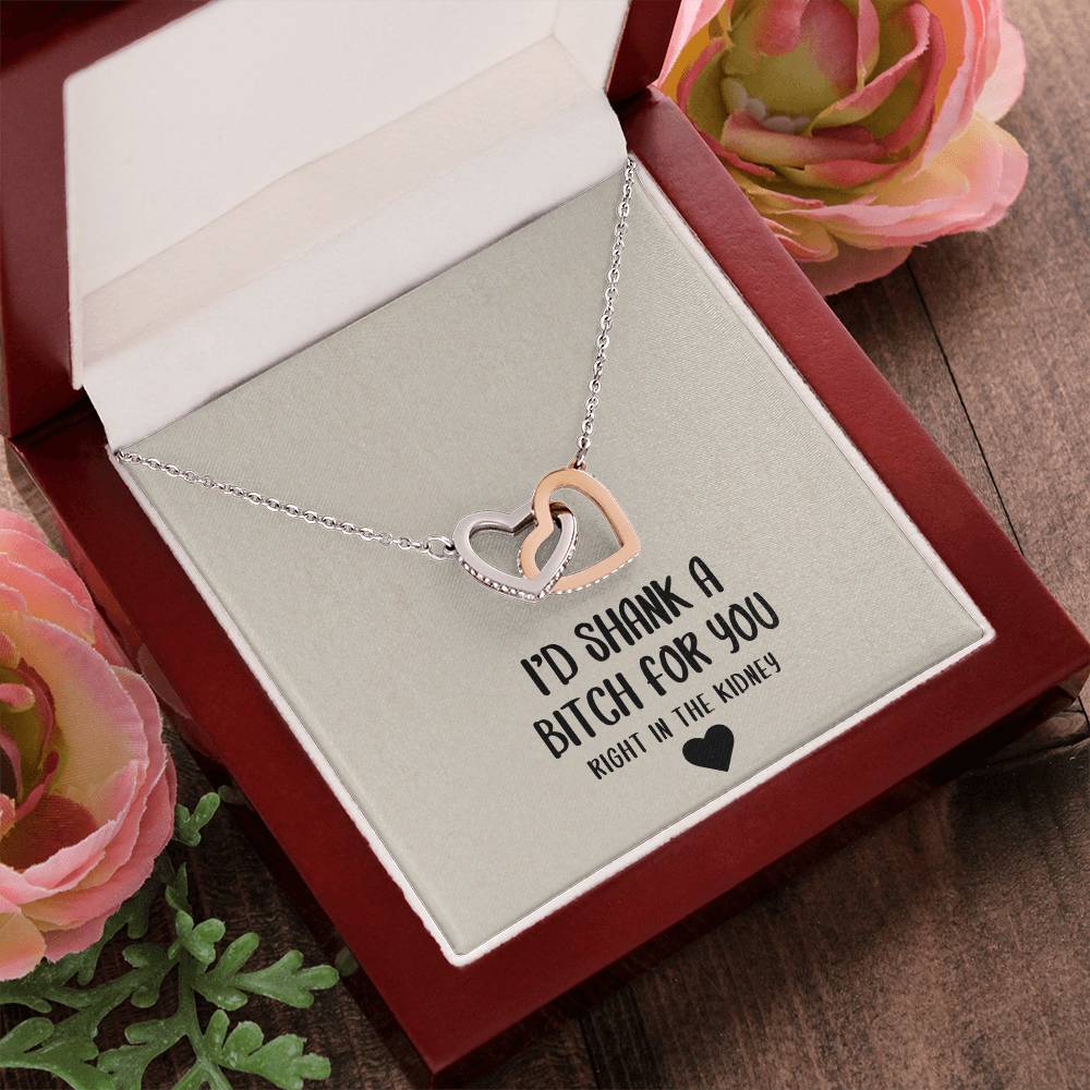 I'D Shank A Bitch For You Soul Sister Interlocking Heart Necklace Best Friend Gift Bff Gift Interlocking Hearts Necklace