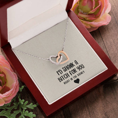 I'D Shank A Bitch For You Soul Sister Interlocking Heart Necklace Best Friend Gift Bff Gift Interlocking Hearts Necklace