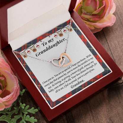 Christmast Gift To Granddaughter - Your Love Shines Through For All To See I Feel So Proud You’Re A Part Of Me. Interlocking Hearts Necklace