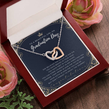Graduation Gift Necklace For Daughter College Graduation Gift For Her High School Senior Graduation Mba Phd Master Class Of Interlocking Hearts Necklace