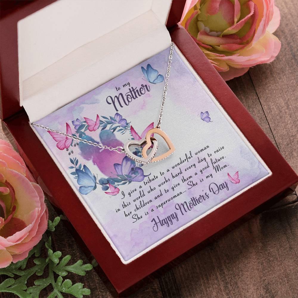 Mothers Day Gift - Mothers Day Gift From Daughter - Gift For Mom Mother'S Day Necklace With Card - Mothers Day Jewelry Mothers Day Card Interlocking Hearts Necklace