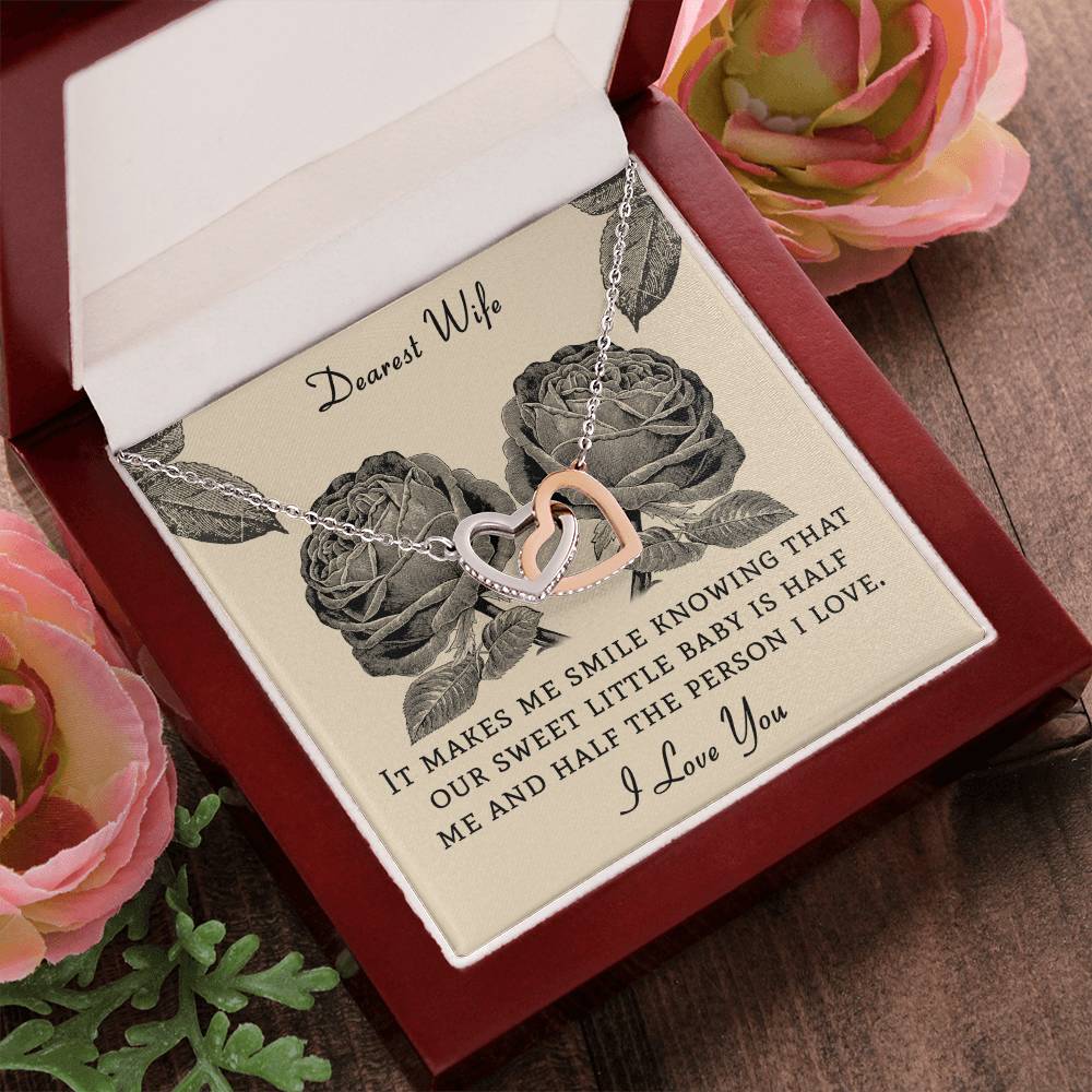 Dear Wife It Makes Me Smile Knowing That Our Sweet Little Baby Interlocking Hearts Necklace