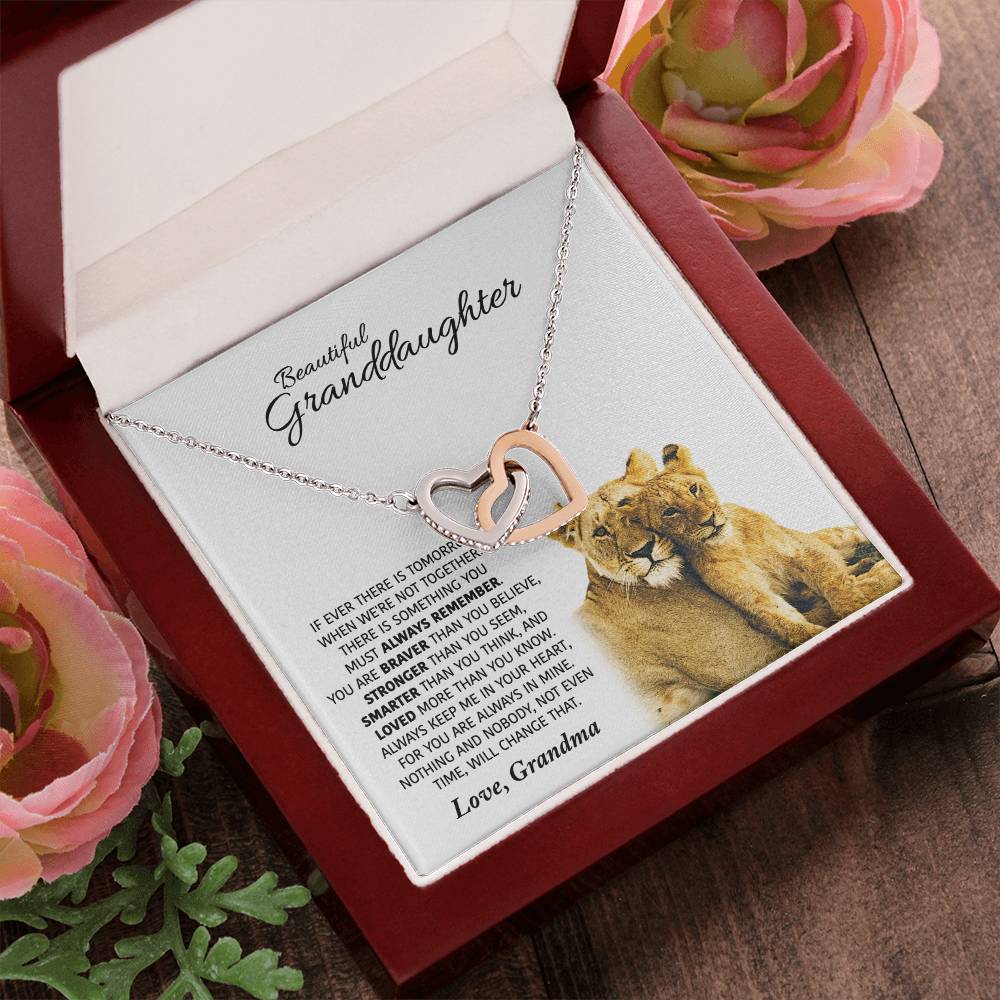 Love Gift For Granddaughters From Grandma - Interlocking Hearts Necklace