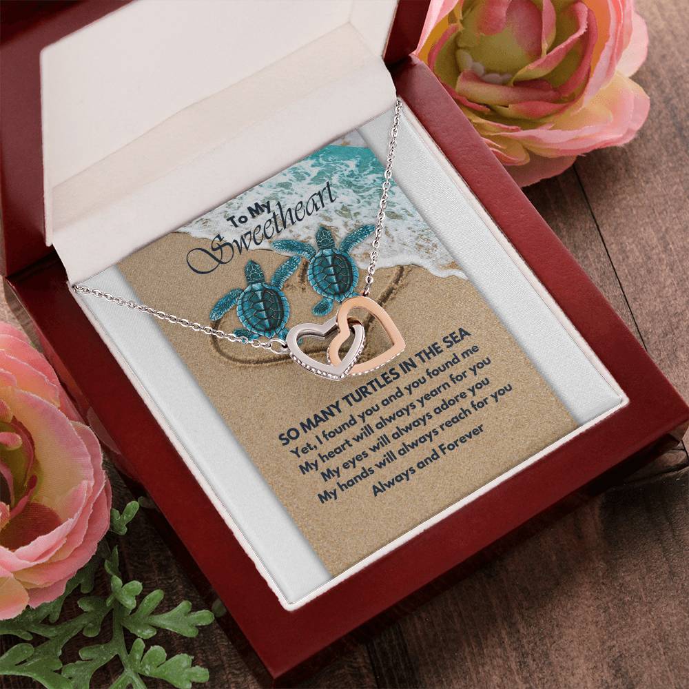 Turtle Love Interlocking Hearts Necklace
