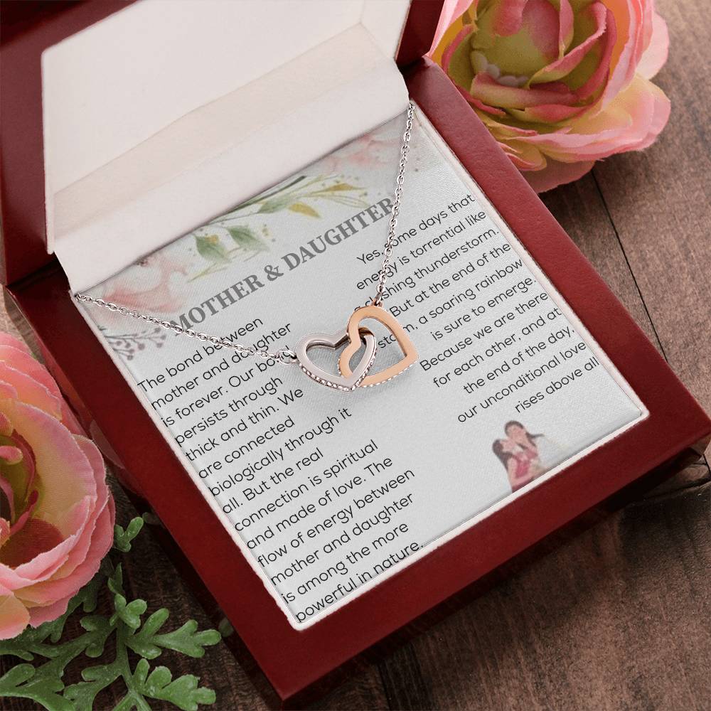 Bond Between Mother & Daughter Two Hearts Necklace Interlocking Hearts Necklace