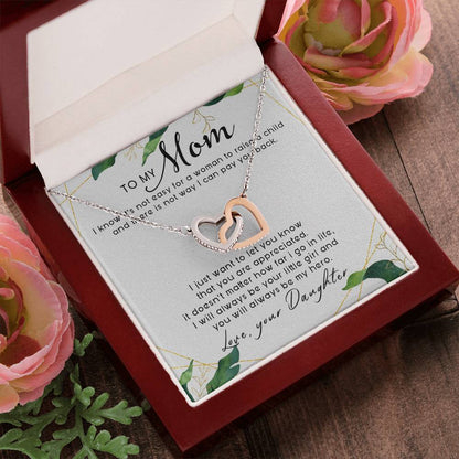 To My Mom Interlocking Hearts Necklace Message Card