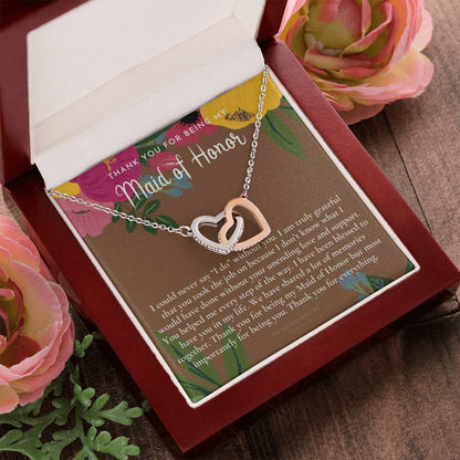 Maid Of Honor Thank You Gift From Bride Bridesmaid Gift Maid Of Honor Gift Necklace Matron Of Honor Gift Thank You Gift From Bride Interlocking Hearts Necklace