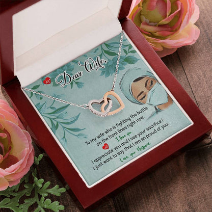 Amazing Front Line Wife Interlocking Hearts Necklace