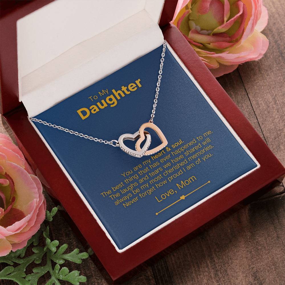 To My Daughter - Heart & Soul - Necklace Interlocking Hearts Necklace