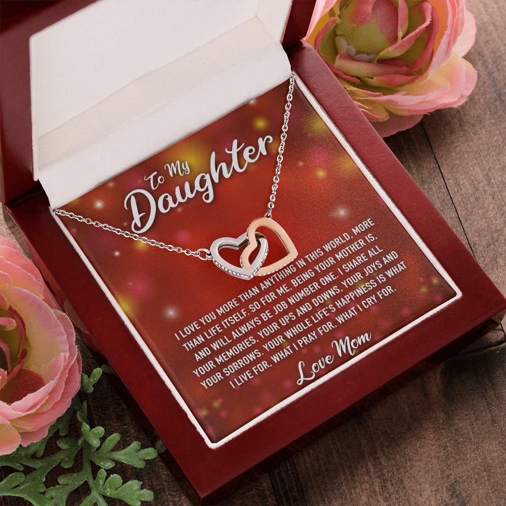To My Daughter Interlocking Hearts Necklace