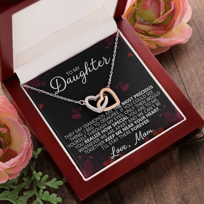 To My Daughter - You Are My Heart - Unique Heart Binding Necklace Gift Set Interlocking Hearts Necklace