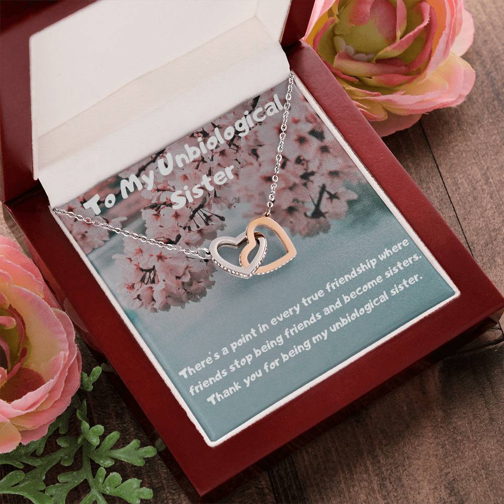 To My Unbiological Sister Interlocking Hearts Necklace