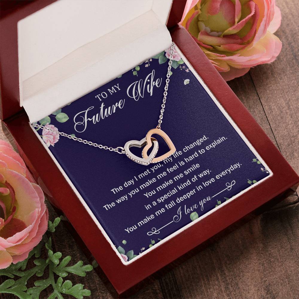 To My Future Wife Interlocking Hearts Necklace Message Card