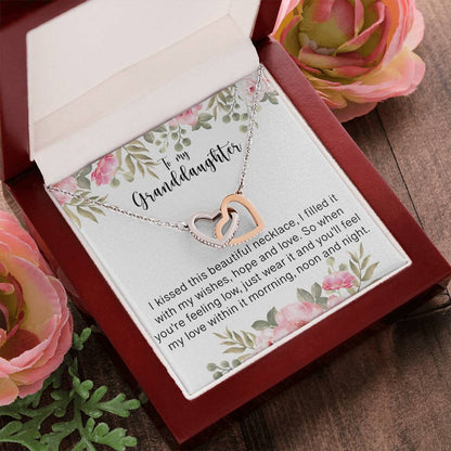 To My Granddaughter - I Love You Interlocking Hearts Necklace