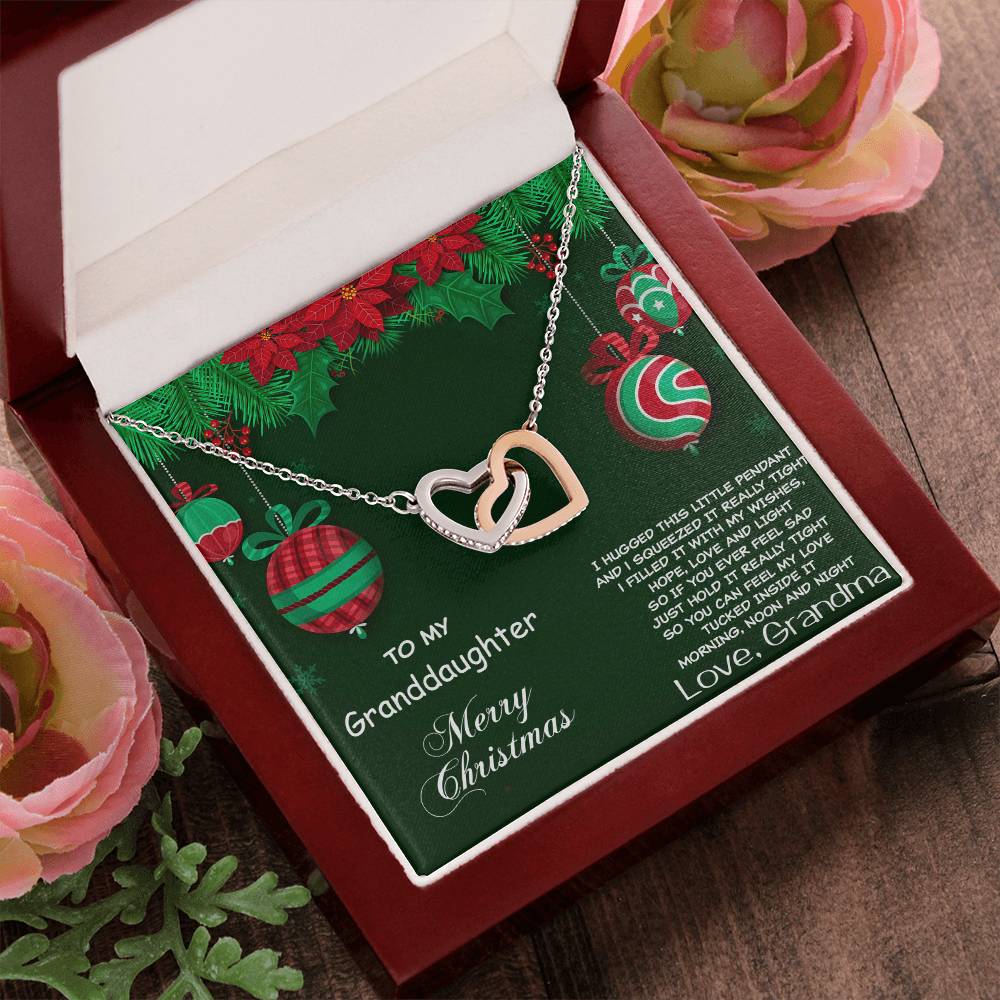 Granddaughter Heart Pendant Necklace Christmas Gift Interlocking Hearts Necklace