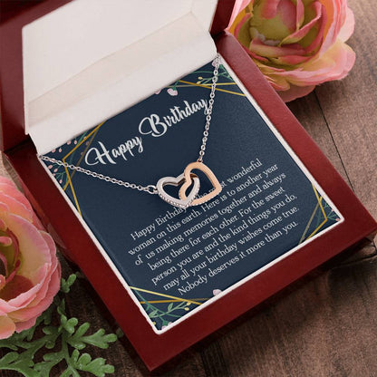 Happy Birthday To The Most Wonderful Woman In The World Interlocking Hearts Necklace