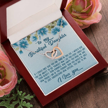 To My Beautiful Daughter Dad To Daughter Gift Interlocking Hearts Necklace