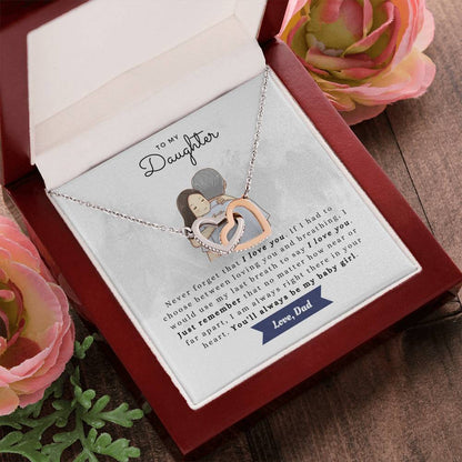 To My Daughter Never Forget Necklace Gift Set Interlocking Hearts Necklace