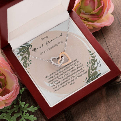 To My Bestfriend On Her Wedding Day - Leaf Interlocking Hearts Necklace