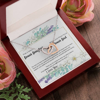 Bonus Daughter From Bonus Dad No Dna But You Have My Heart Interlocking Hearts Necklace