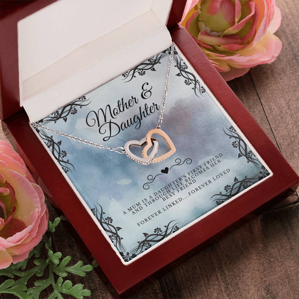 Mother & Daughter - Gift To Daughter - Interlocked Hearts Pendant Interlocking Hearts Necklace