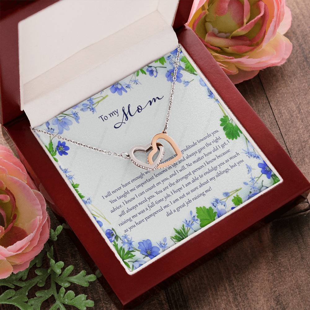To My Mom I Will Never Have Enough Words Interlocking Hearts Necklace