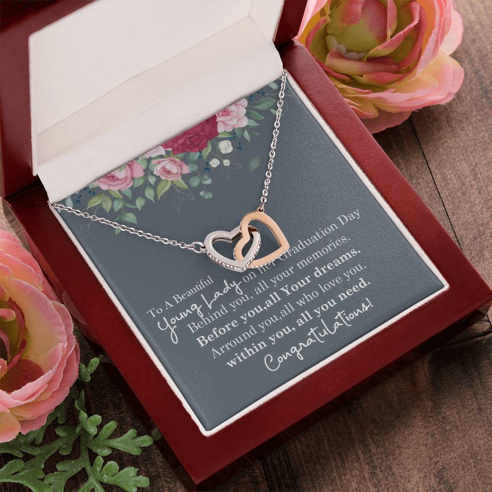 To My Amazing Daughter- Mom Love You - Mother Love For Daughter Interlocking Hearts Necklace