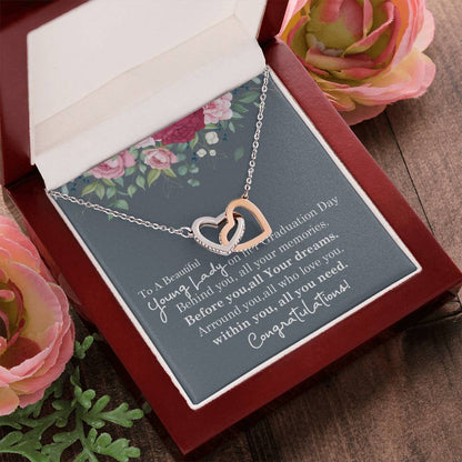 To My Amazing Daughter- Mom Love You - Mother Love For Daughter Interlocking Hearts Necklace