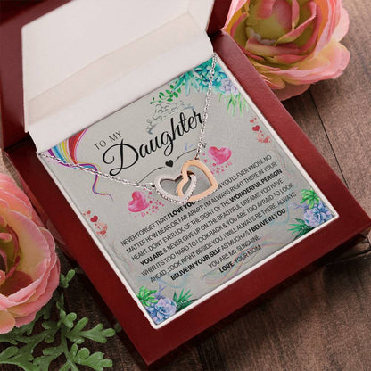 My Daughter - I Love You More Than You'Ll Ever Know Interlocking Hearts Necklace