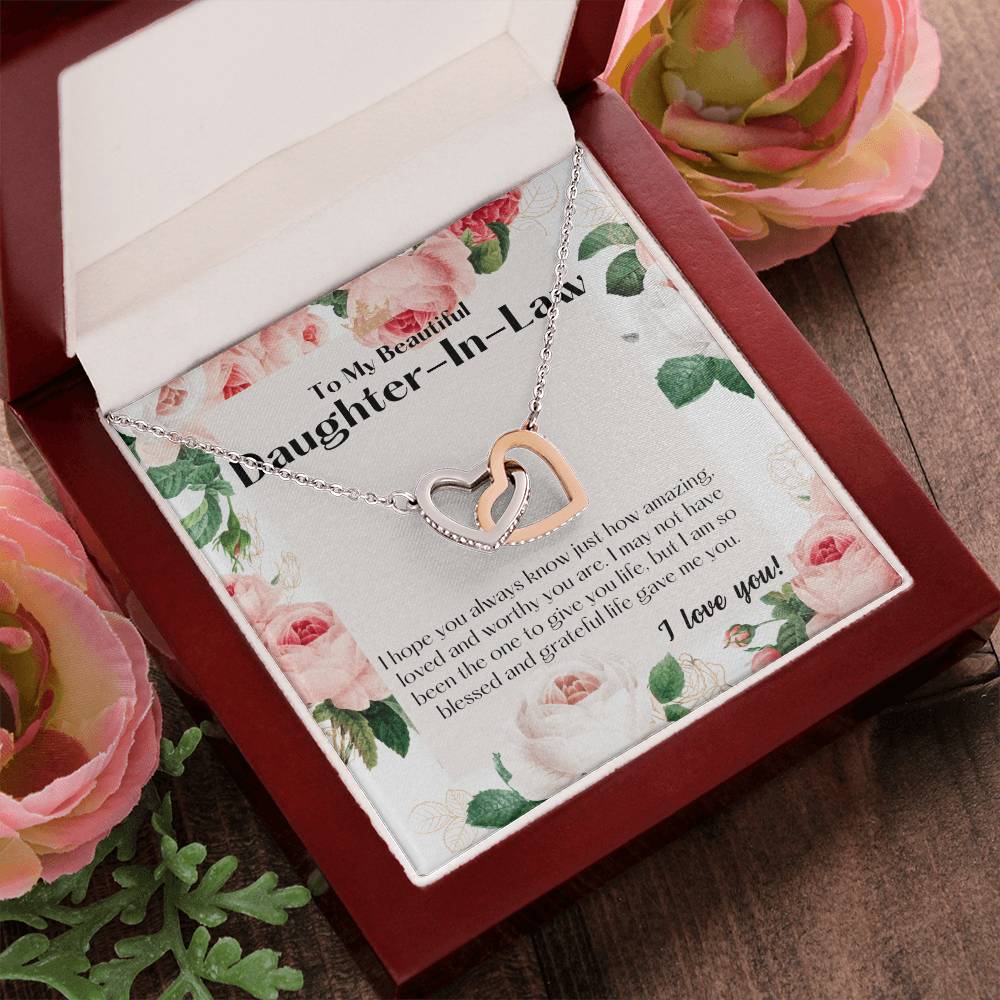 To My Bonus Daughter Bonus Daughter Gift Daughter In Law Gift Daughter In Law Birthday Gift Daugther In Law Interlocking Hearts Necklace