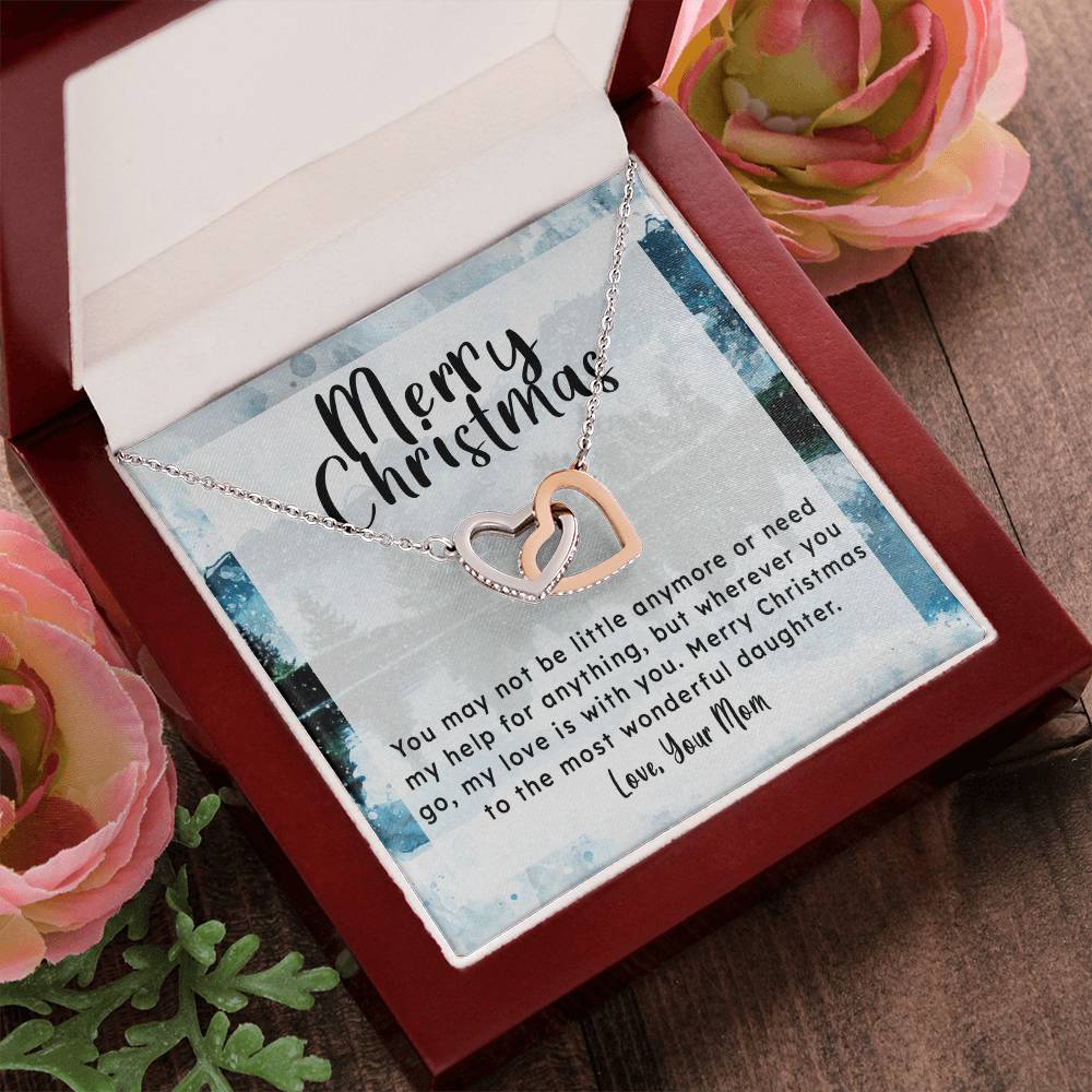 Gift For Daughter From Mom - My Love Is With You Interlocking Hearts Necklace