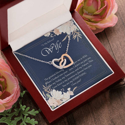 To My Beloved Wife Interlocking Hearts Necklace