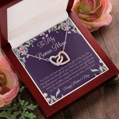 Bonus Mom Necklace Mothers Day Gift Daughterson To Mom Gift Bonus Mom Step Mom Gift Present For Stepmom On Mothers Day Stepped Up Mom Interlocking Hearts Necklace