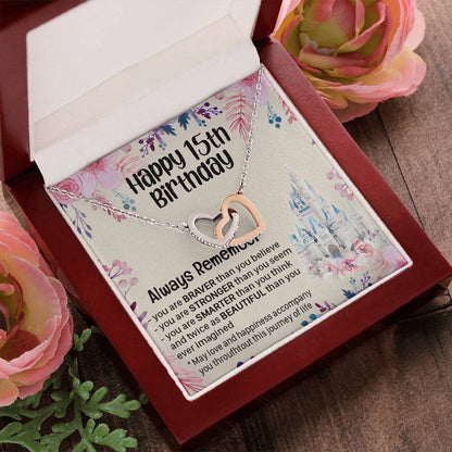 Happy 15Th Birthday Gift For Daughter Gift For 15 Years Old Birthday Teen Girl Daughter Necklace Gift Interlocking Hearts Necklace