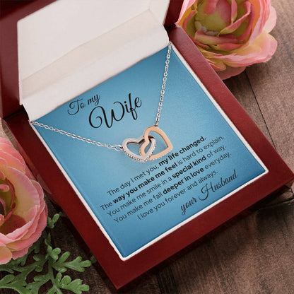 My Life Changed - Wife Necklace Interlocking Hearts Necklace