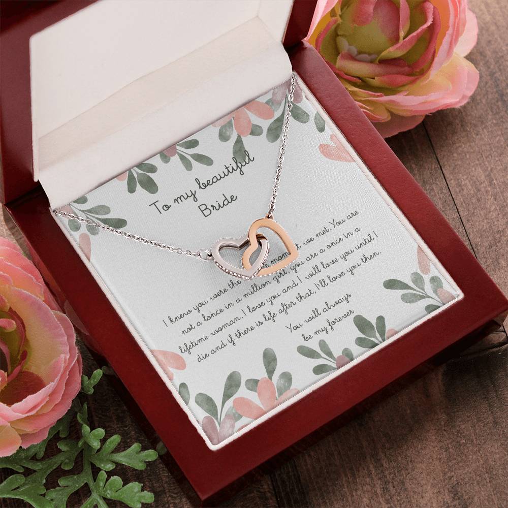 To My Beautiful Bride Interlocking Hearts Necklace