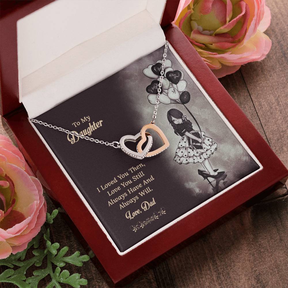 To My Daughter From Dad Interlocking Hearts Necklace