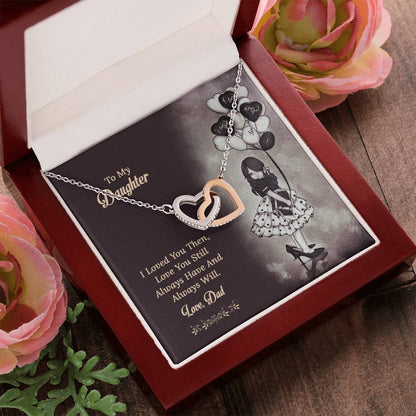 To My Daughter From Dad Interlocking Hearts Necklace