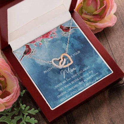 In Loving Memory Of Your Mom Interlocking Hearts Necklace Message Card